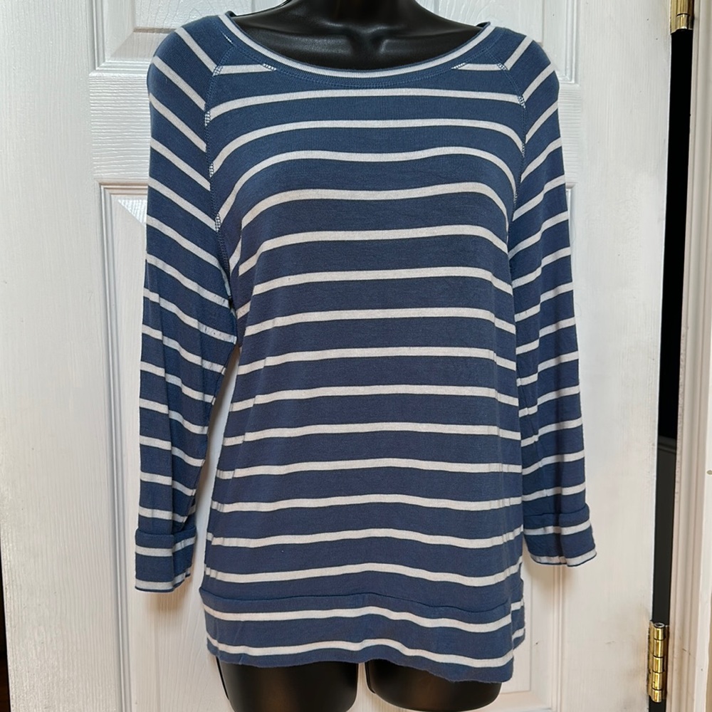 VGUC Stitch Fix Knit Top (Blue Stripe) | Size LARGE